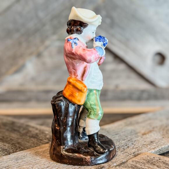 Antique German Porcelain Meissen Dresden Boy Porcelain Figurine, Numbered Piece - Picture 3 of 8